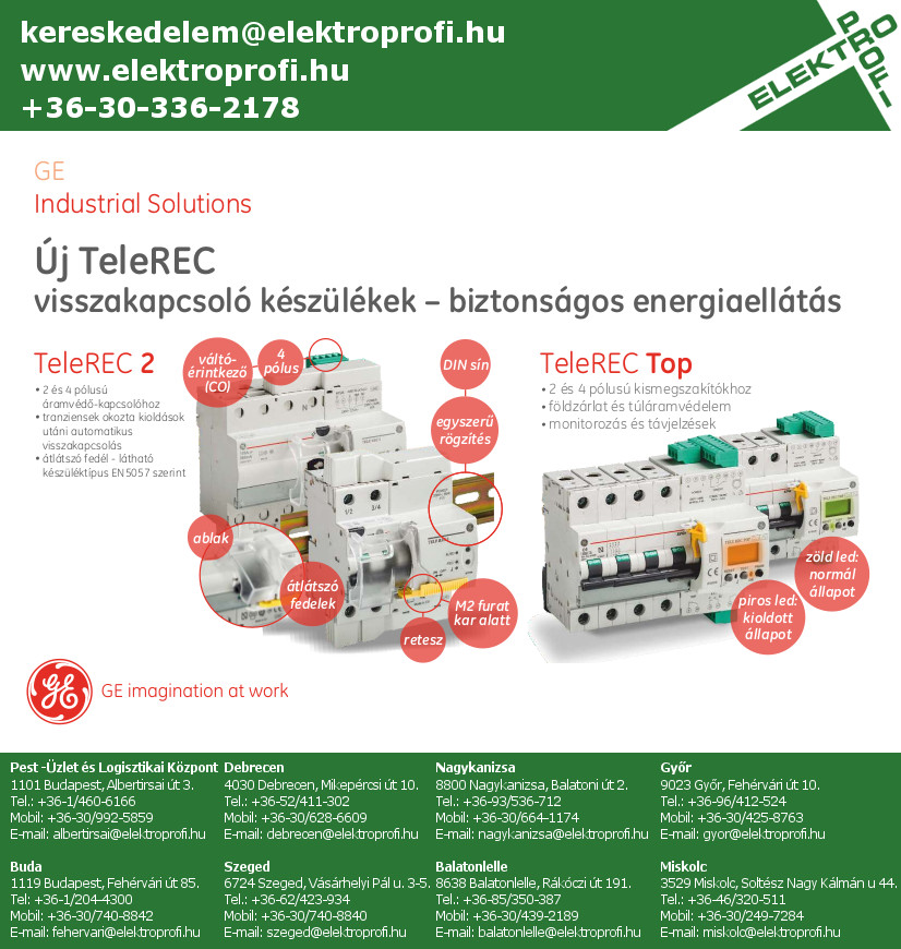 GE Industrial Solutions - TeleREC visszakapcsoló készülékek