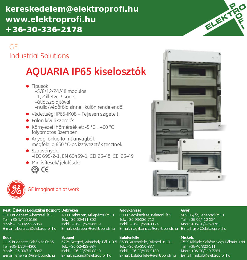 GE Industrial Solutions - AQUARIA IP65 kiselosztók