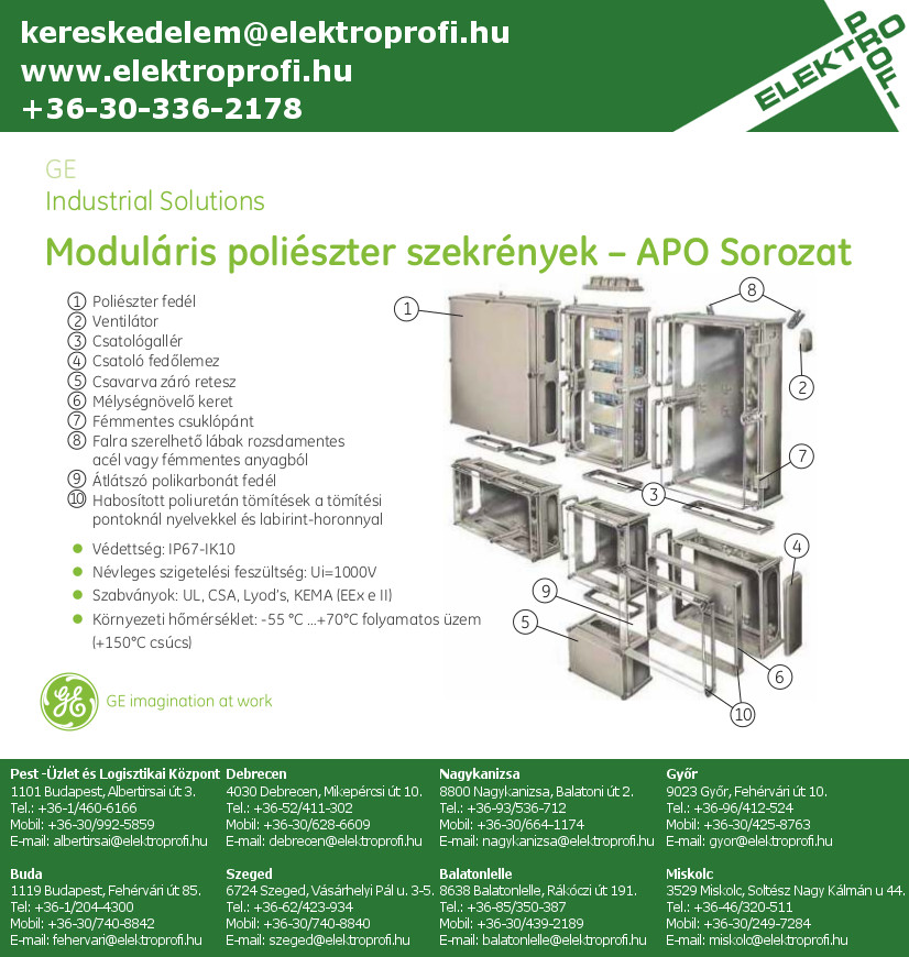 GE Industrial Solutions - APO moduláris poliészter szekrények